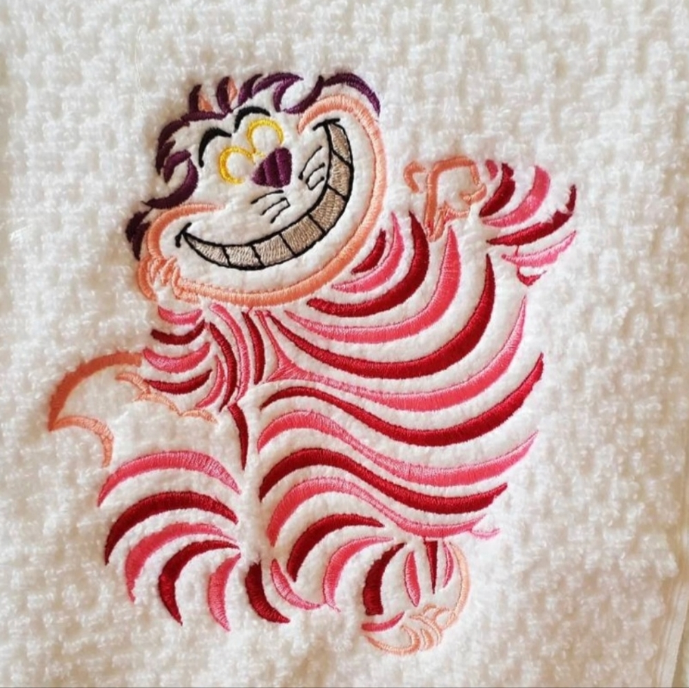 Cheshire Cat embroidered hand towel